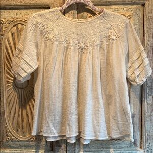 EUC Marea Ivory Embroidered Blouse, 100% Cotton /Medium/